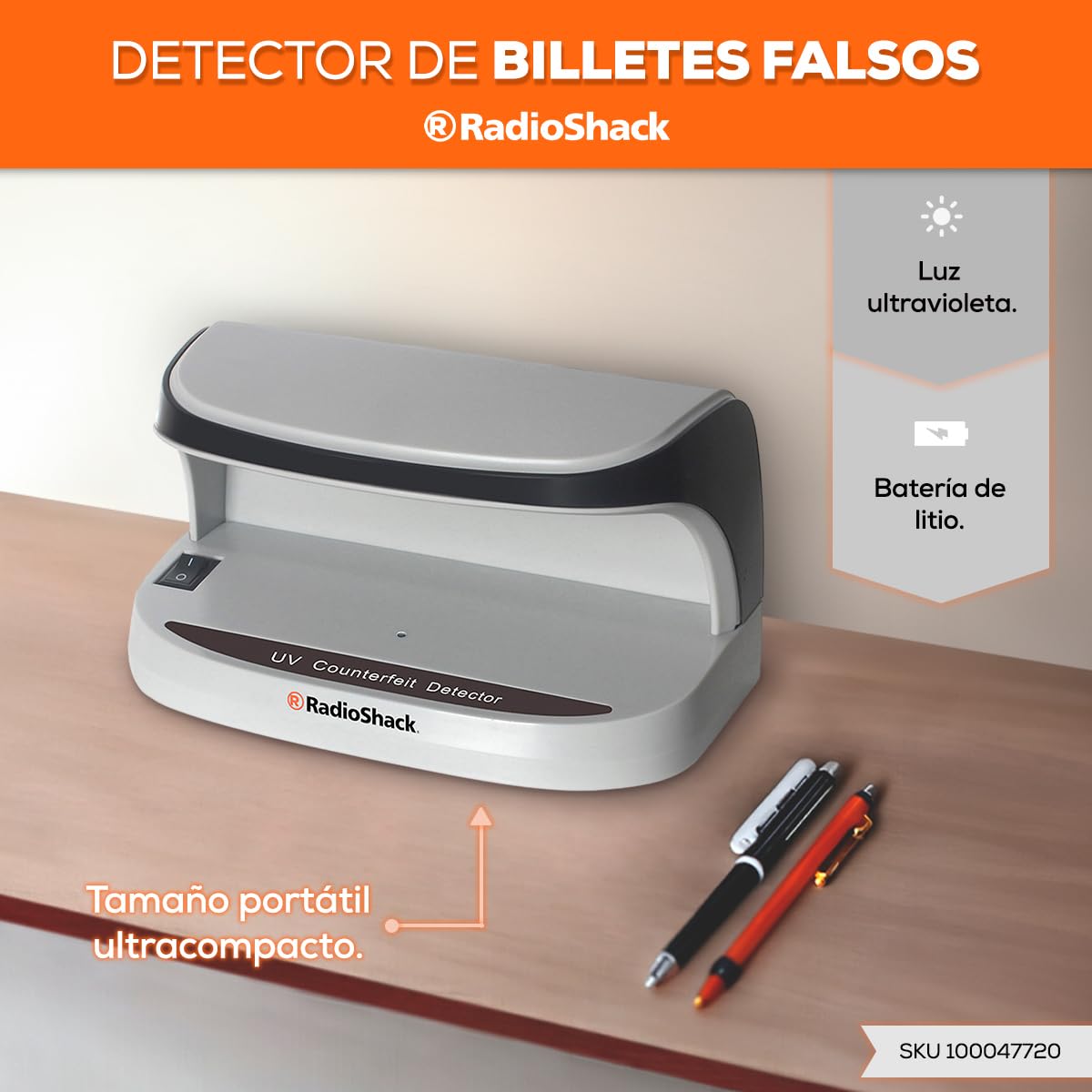 Detector de Billetes Falsos RadioShack Ultravioleta Portátil con Batería Recargable USB UV de 3 Watts