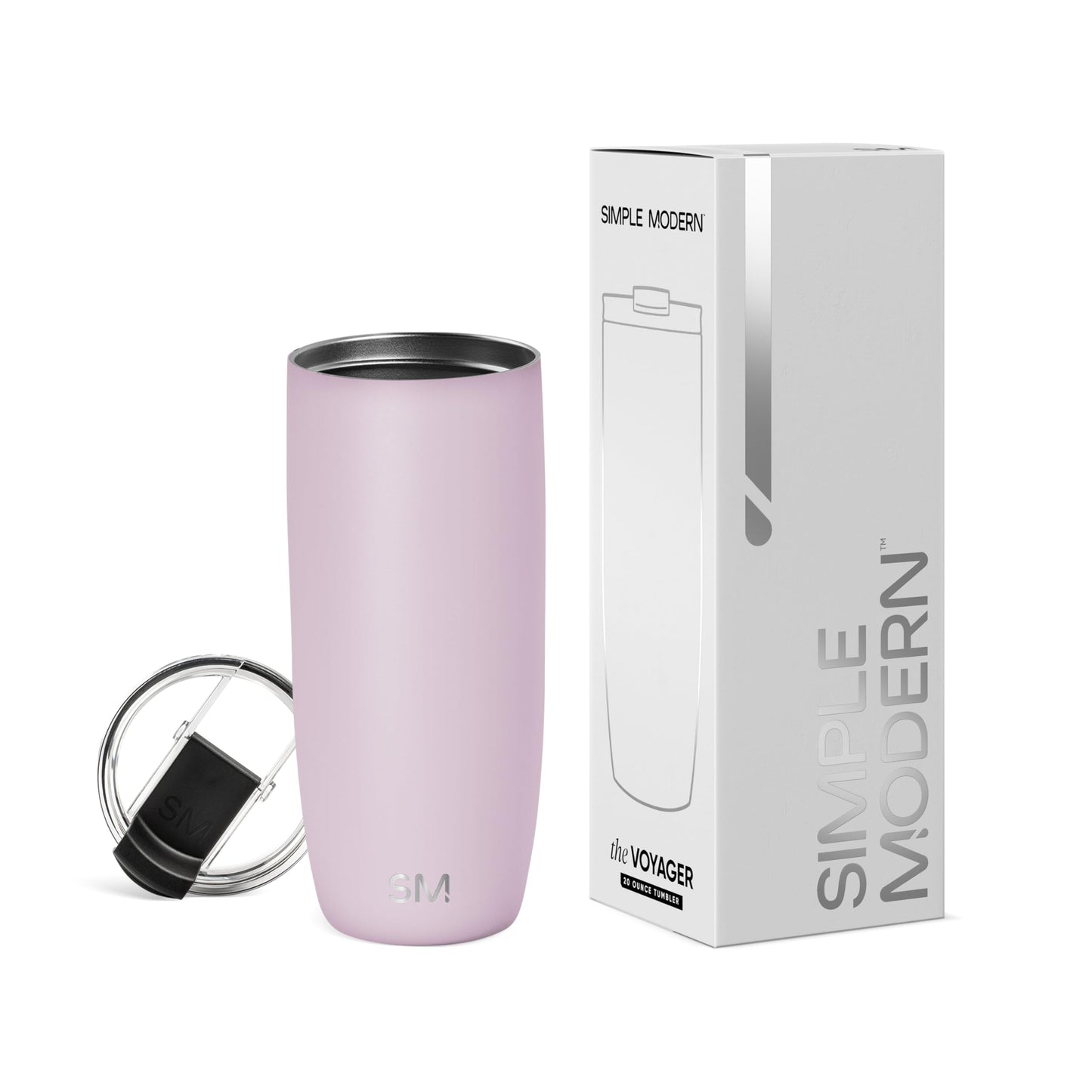Taza de Café Simple Modern Lavender Mist con Tapa Abatible y Acero Inoxidable Aislado para Viajes