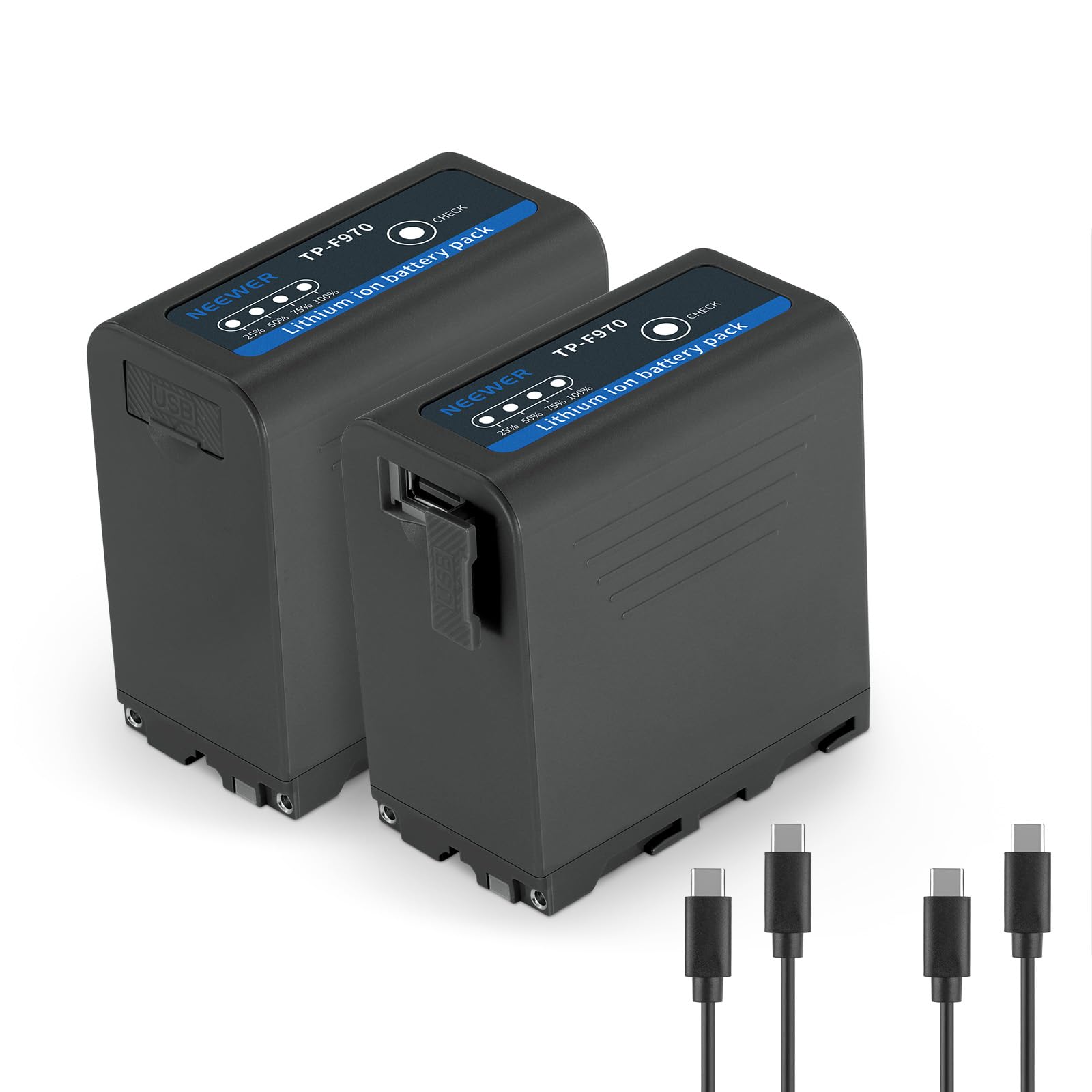 Batería de Repuesto NEEWER NP-F970 Negra 7800mAh con Carga Rápida para Cámara y Videocámara