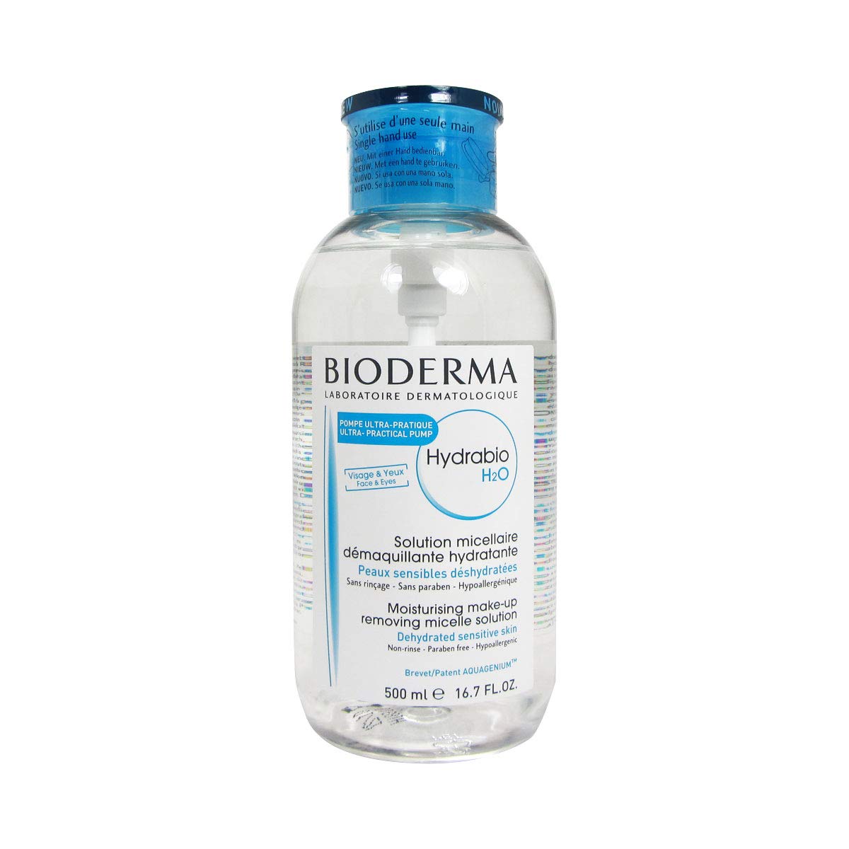 Bioderma Hydrabio H2O Hydrating Micellar Cleansing Water and Makeup Removing Solution for Dehydrated Sensitive Skin - Face and Eyes