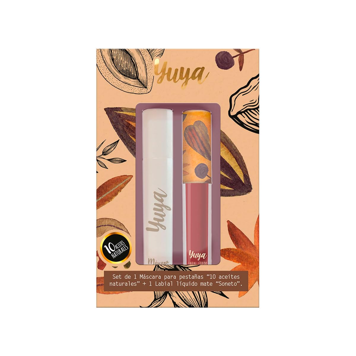 Set Máscara de pestañas 10 Aceites Naturales Negra + Labial Soneto