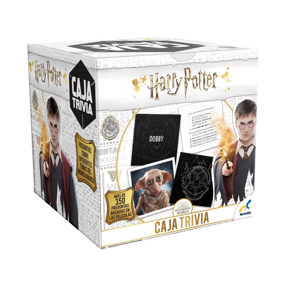 Novelty Corp - Caja Trivia, Edición Harry Potter,189 Tarjetas con 350 Preguntas