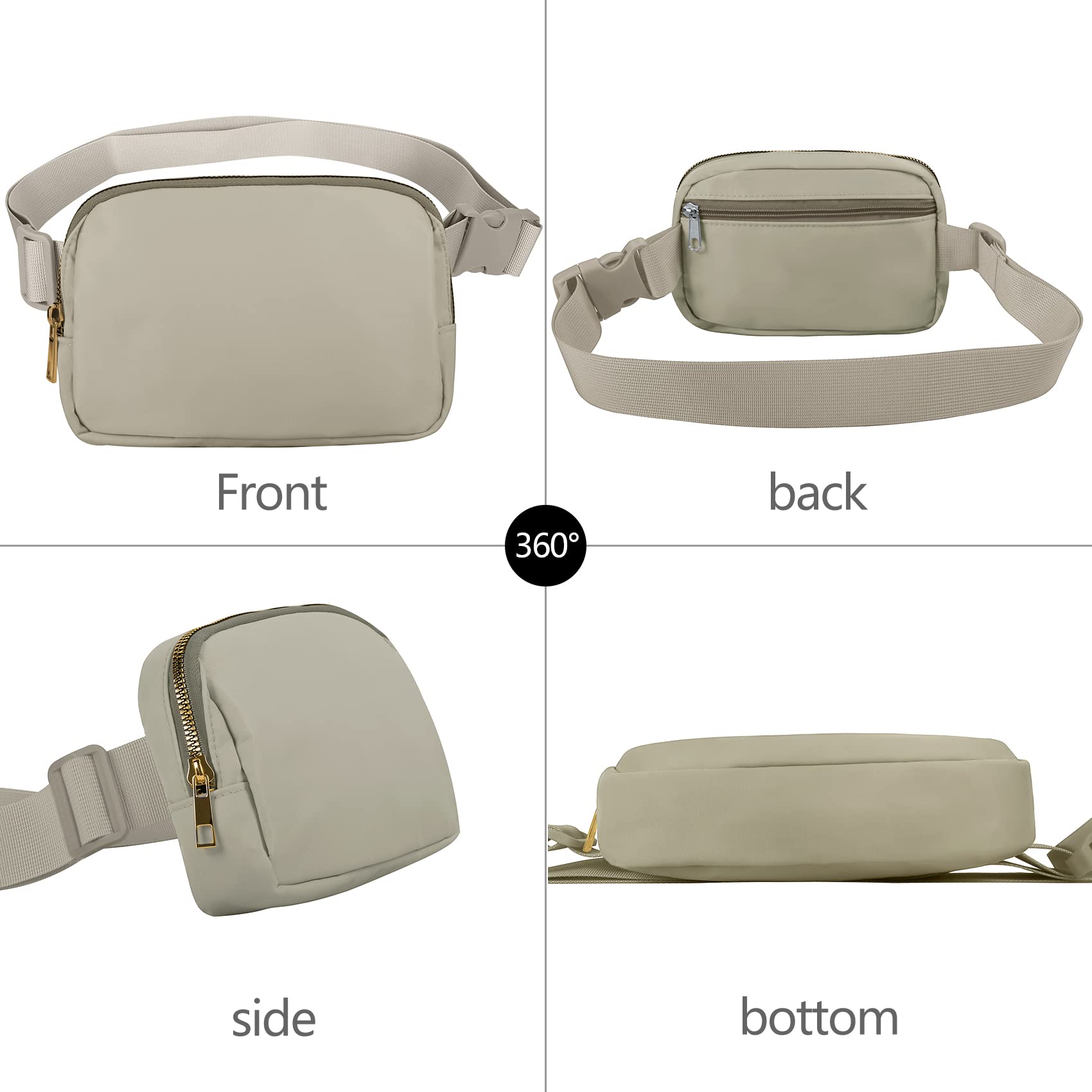 Riñonera VOROLO Wood Grey con Correa Ajustable para Mujeres y Hombres