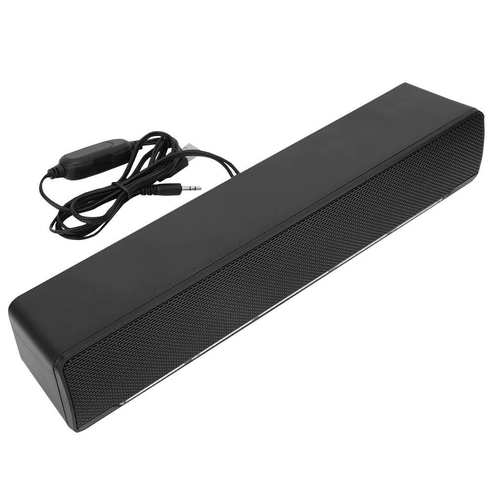 Barra de Sonido Altavoz con Cable Barras de Sonido USB con cable Sonido de Tira Larga Estéreo Barra de sonido Reproductor de música Bass Surround Sound Box 3.5 mm Entrada para PC Celulares(Negro)