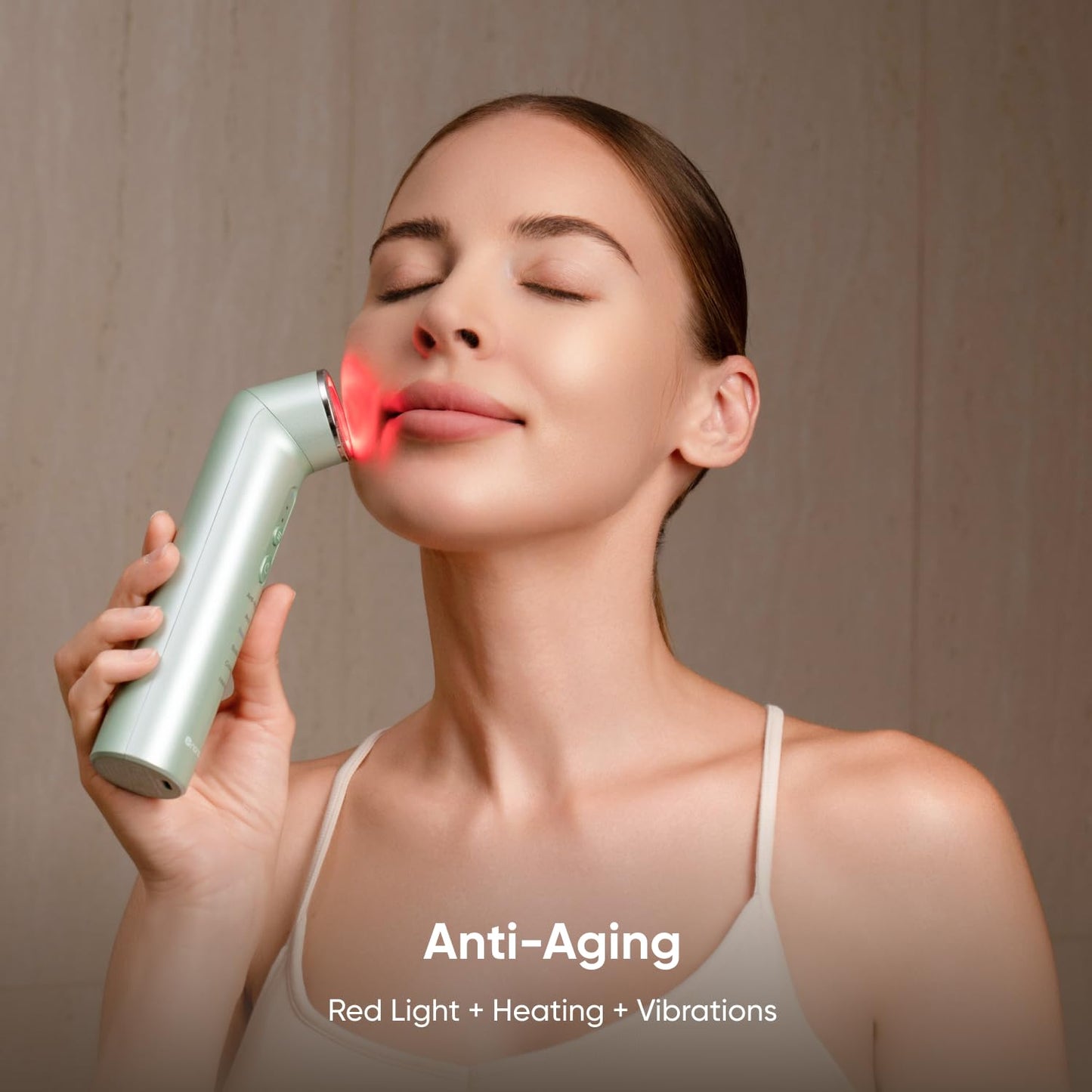 Nanoleaf Varita de fototerapia 6 en 1 aprobada por la FDA para rostro y cuello, masajeador facial con luz roja y azul, vibración, calor y enfriamiento, dispositivo de fototerapia para el antienvejecim