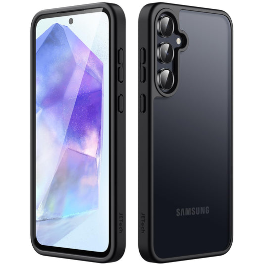 JETech Funda Mate para Samsung Galaxy A55 5G, Protectora Carcasa Fina Trasera Translúcida Esmerilada, Antihuellas (Negro)
