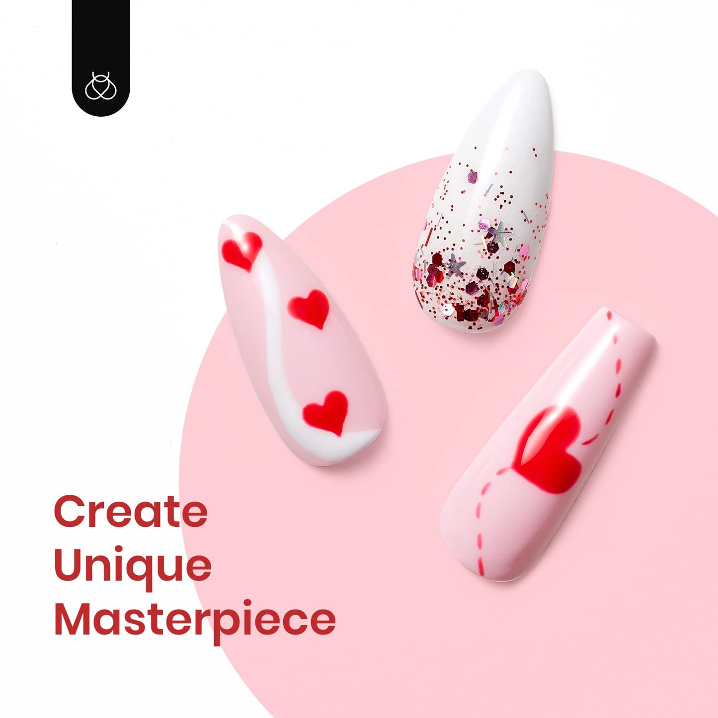 Beetles Juego de esmaltes de uñas de gel, 6 colores, rosa, rojo, kit de uñas de gel, colección Fall in Love, gel rosa con purpurina, lámpara de uñas LED ultravioleta, kit de manicura, regalos para mujeres