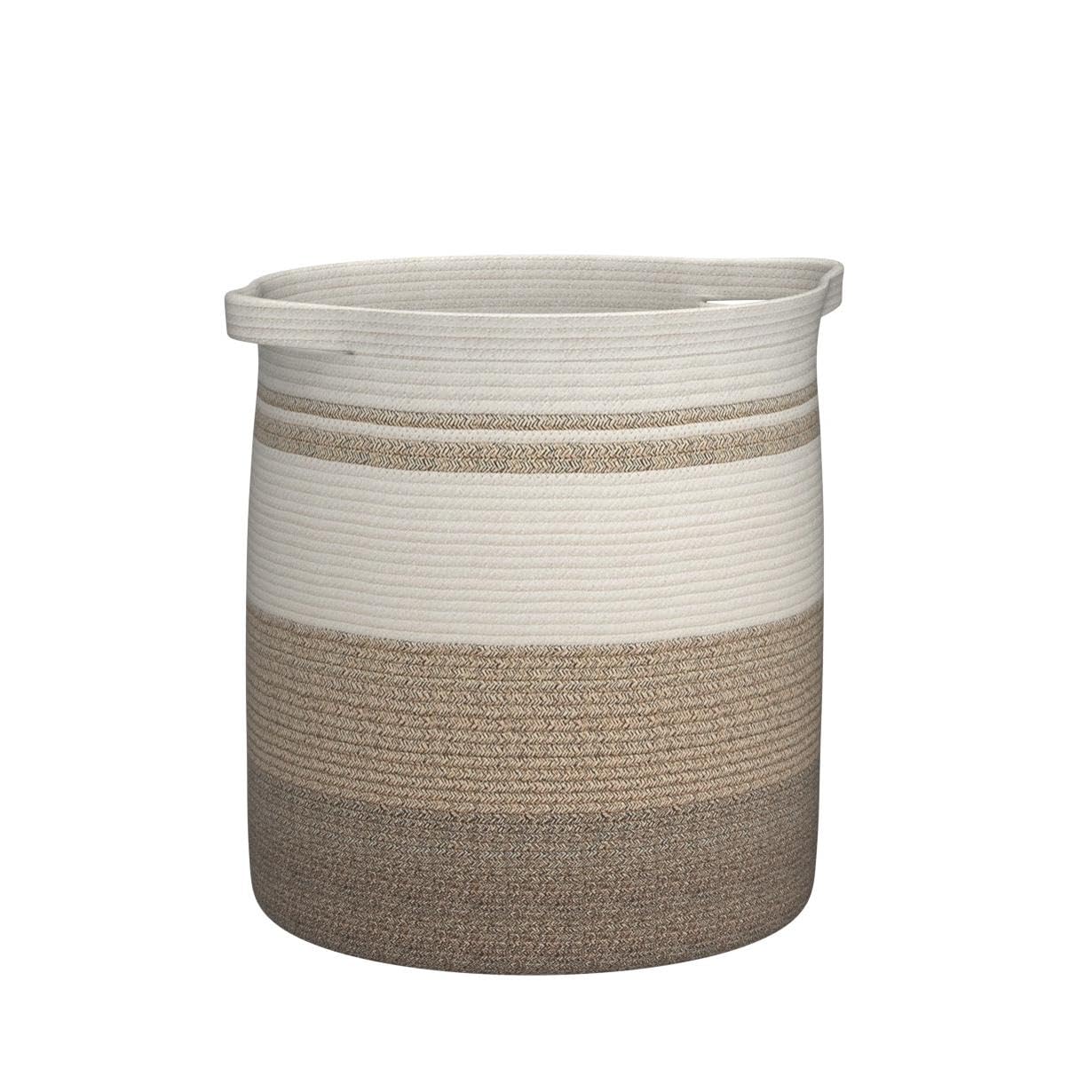 OIAHOMY Cesta de lavandería con asas, cesto decorativo para la sala de estar, cesto de almacenamiento de tela para juguetes, almohadas, cobijas, ropa, 20 x 18 pulgadas, amarillo degradado