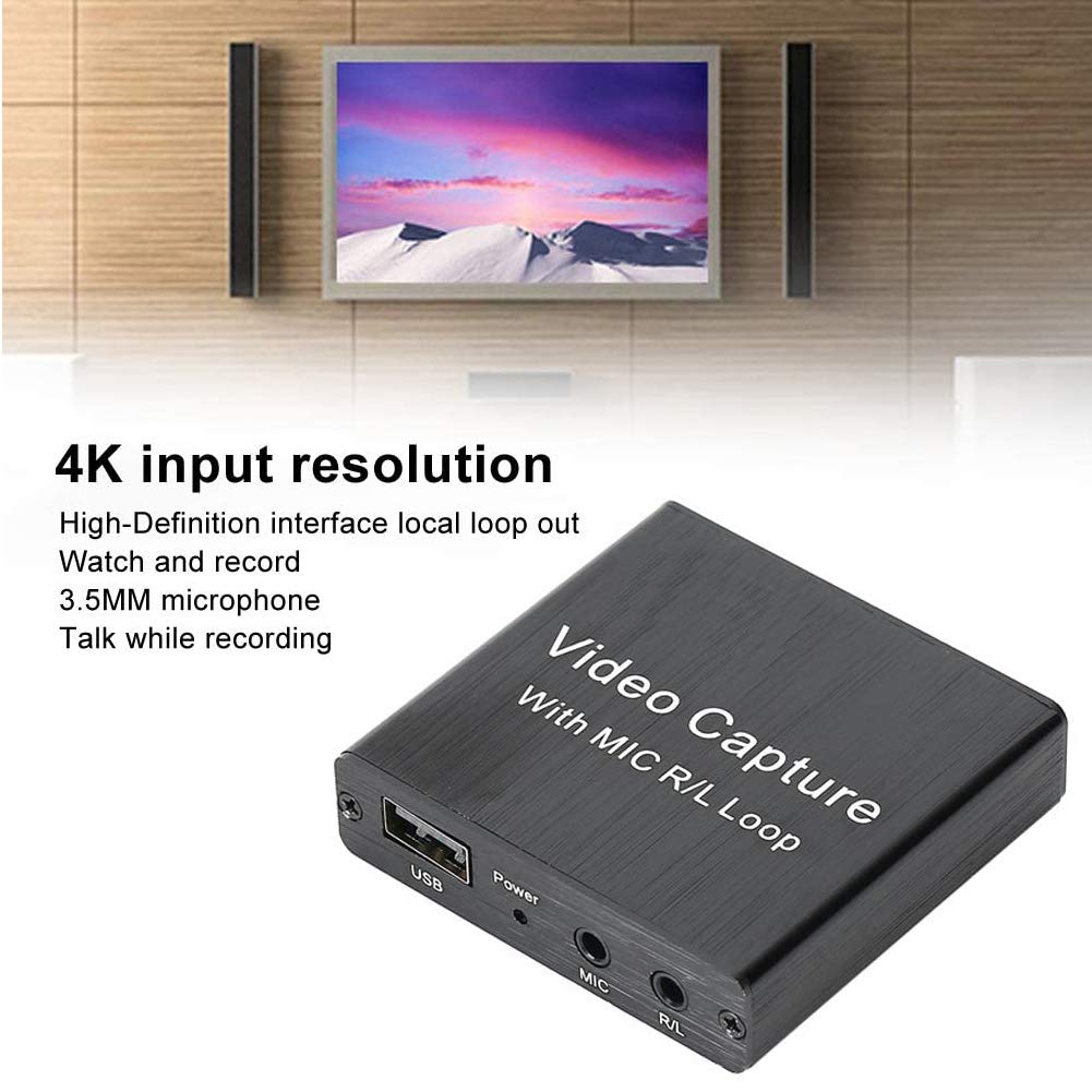 CARYWON Capturadora de Video HDMI, 4K HDMI a USB 3.0 Convertidor Video, Tarjeta de Captura de Video 1080P @ 60Hz con Entrada de Micrófono de 3.5 mm para Windows/Linux/OBS Grabación de Enseñanza