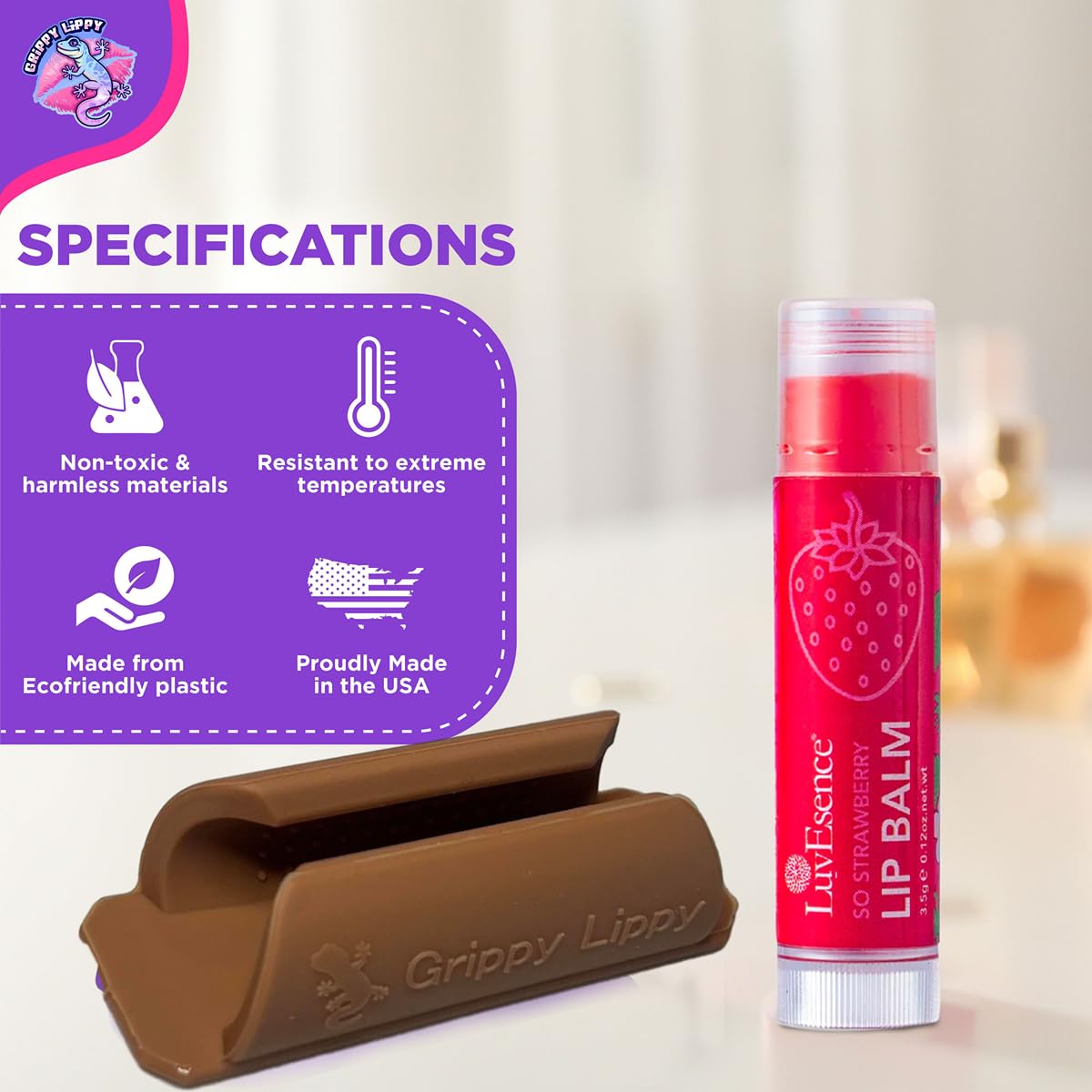 Grippy Lippy - Soporte para bálsamo labial duradero (luna/duna)