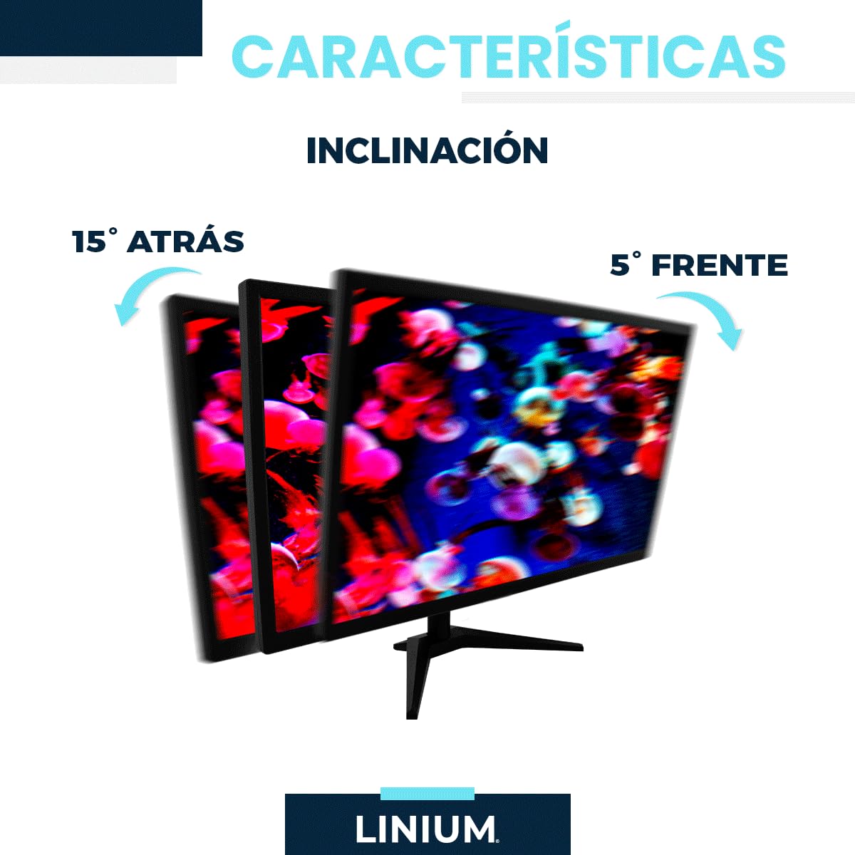 LINIUM - Monitor HD LED 20” | Resolución 1660x900, HDMI/VGA, 60Hz, Estabilización de Negro, Compacto y Funcional para Oficina u Hogar