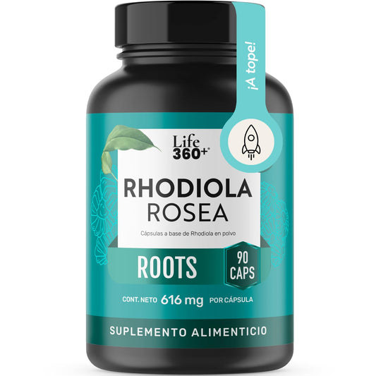 LIFE 360+ Rhodiola Rosea | 90 Cápsulas | 616 mg c/u | 45 Porciones | Suplemento Alimenticio a Base de Raíz Rhodiola Rosea en polvo | Tomar 2 cápsulas al día