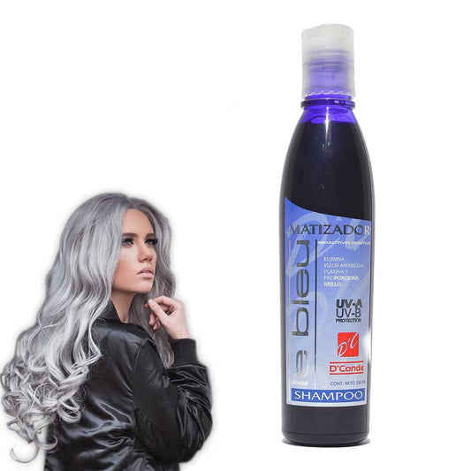 D'Conde Shampoo Matizador Morado Le Bleu Sin Sales Ni Parabenos Para Cuidado De Cabello Platinado - 250 Ml
