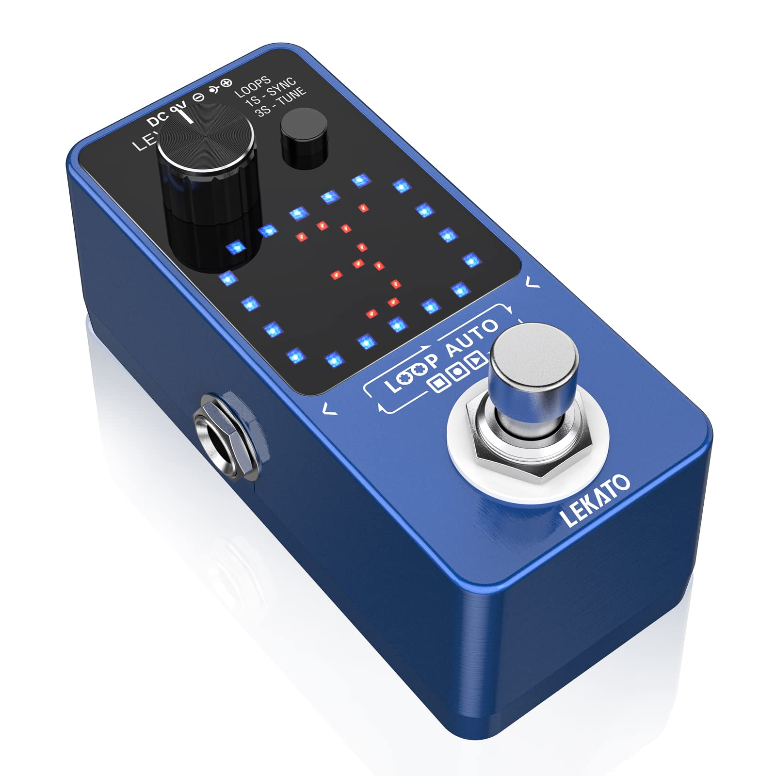 LEKATO - Pedal para guitarra eléctrica, pedal de bucle para guitarra eléctrica y bajo con función de sincronización y sintonizador, bucle de guitarra de triple efecto con visualización LED, overdubs