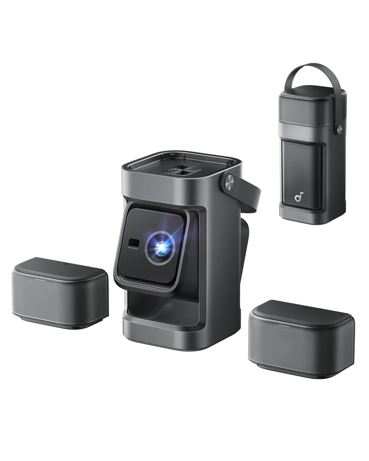 Soundcore Nebula P1 Proyector Portatil GTV con Altavoces Desmontables, 650 Lúmenes ANSI, Resolución 1080P, Sonido Envolvente 2.0 de 20W, Dolby Audio, Gimbal Integrado, Pantalla de hasta 180"