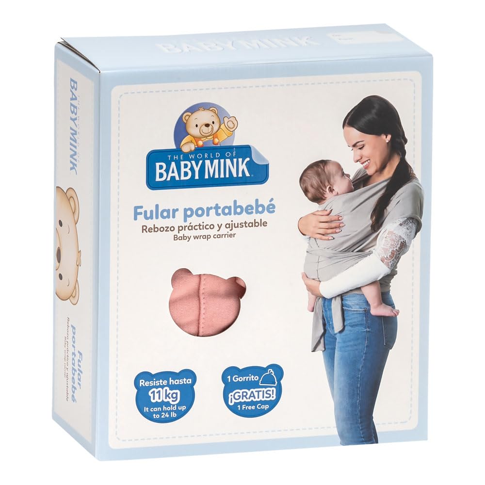 Baby Mink Fular Portabebé para Recién Nacido, Rebozo Ergonómico Suave para Cargar Bebé (Rosa Blossom)