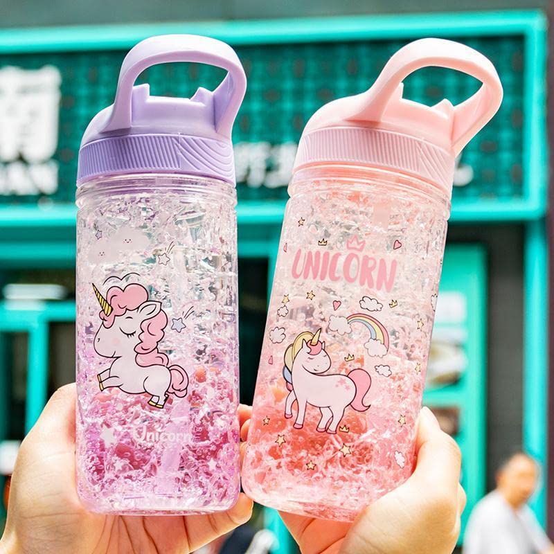 Botella de Agua OOTD Unicornio con Pajita y Cerradura para Niñas