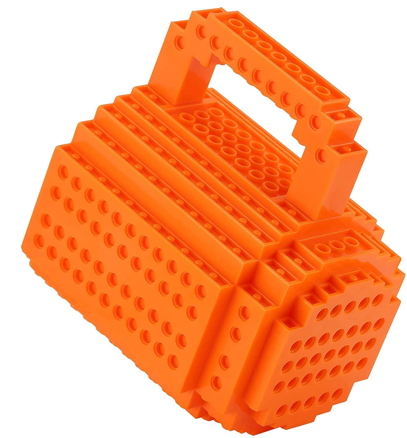John & John Taza armable de diseño Divertido para Ladrillos, Incluye un muñeco y 2 Sets de Bloques de construcción para Jugar (10 Colores) - Naranja