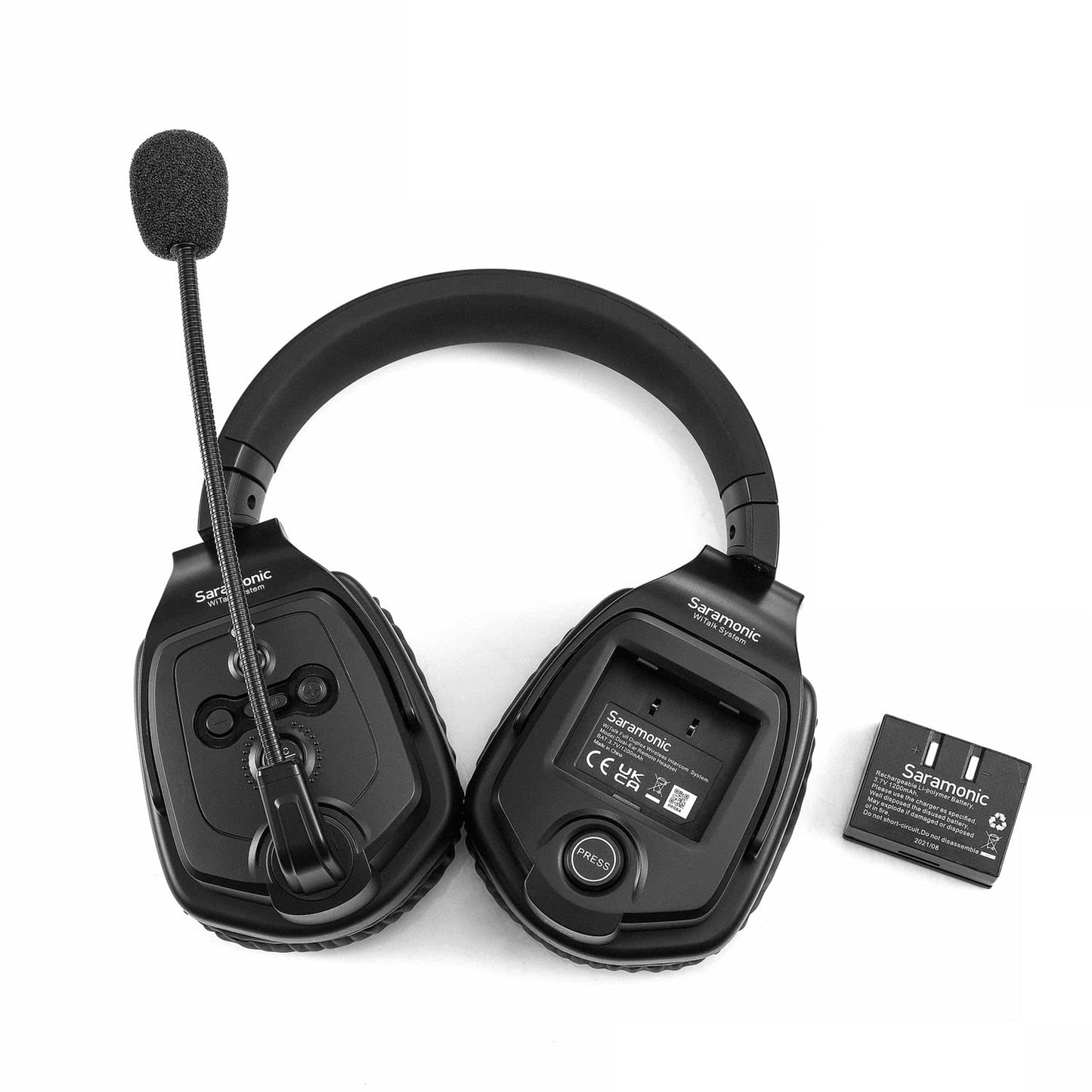 Saramonic WiTalk-WT6D - Sistema de intercomunicación de auriculares inalámbricos de doble oído para 6 personas con concentrador y estuche duro personalizado