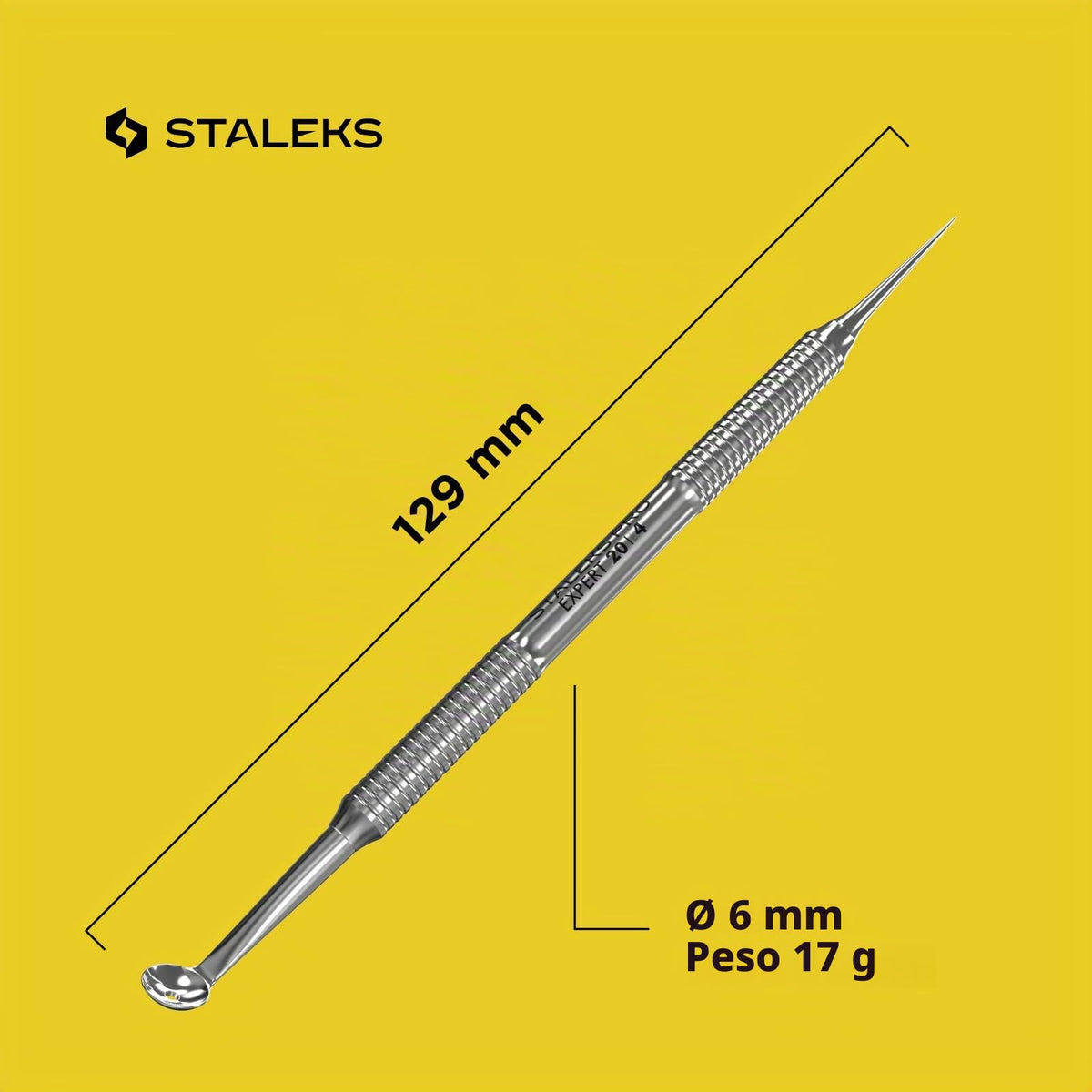 Staleks Pro Cosmetology Herramienta de doble extremo Expert 20 Tipo 4 - Una cuchara y aguja Vidal - Removedor de puntos negros de acero inoxidable - Herramienta extractor de espinillas