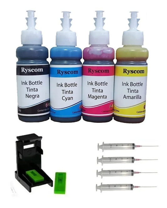 generico Kit de Recarga para cartuchos de tinta deskjet ink advantage 664 662 122 667 664XL 662XL 122XL 667XL 100ml Cada Color Negro, Cian, Magenta, Amarillo…