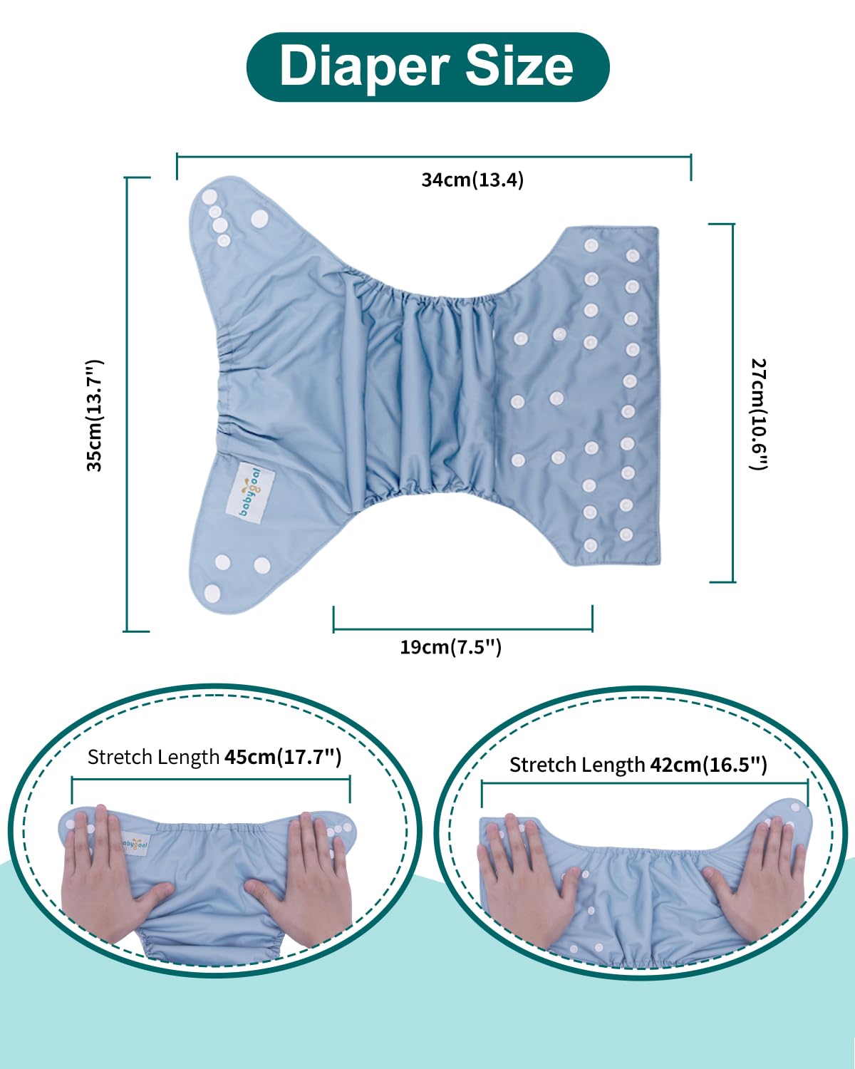 Babygoal - Pañales de tela reutilizables, ajustables y lavables 6 piezas + 6 insertos de microfibra