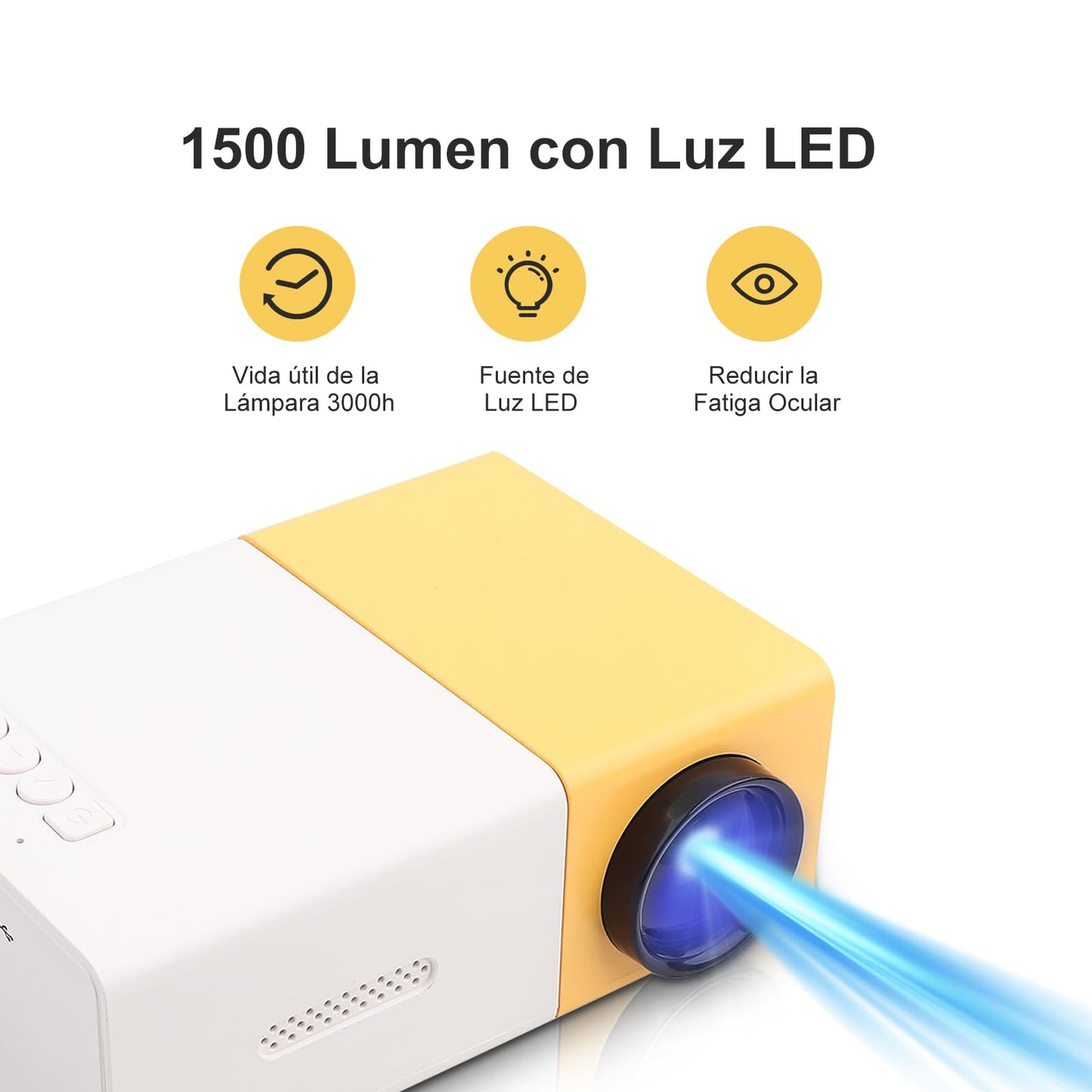 Proyector LED Mini Portátil para Interiores y Exteriores 1080P HD