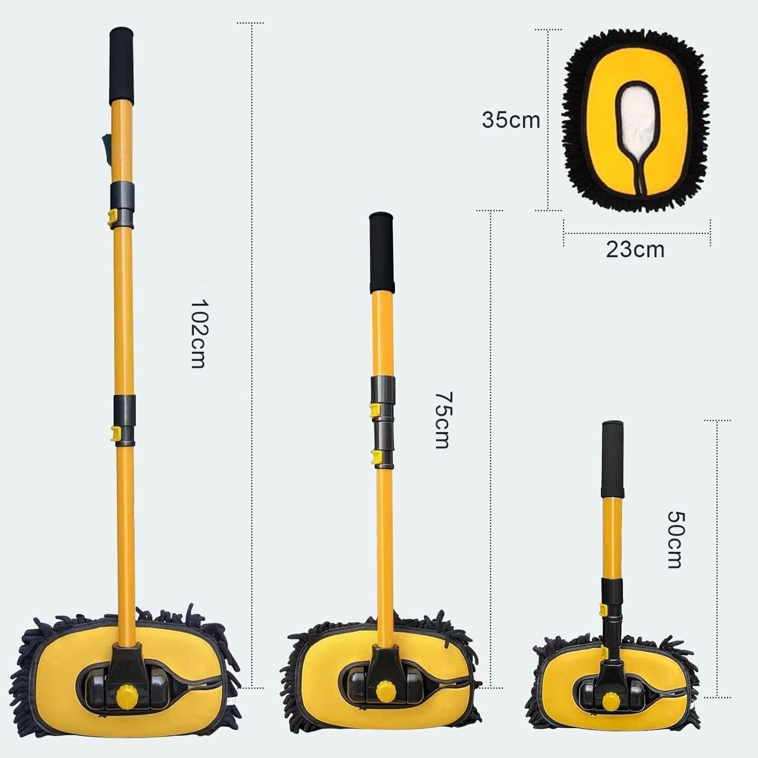 Cepillo Chenilla TOCOZOC Negro con Mango Largo y Poste Extensible 50-102cm para Lavado de Carros