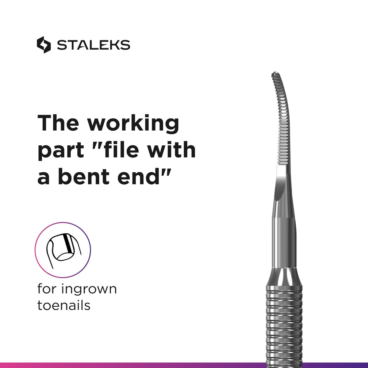 STALEKS PRO Expert PE 60/3 Ingrown Nail Lifter Pedicure Tool Surgical Grade Stainless Steel for Home Personal Use Durable (INGROWN TOENAIL LIFTER + STRAIGHT FILE)