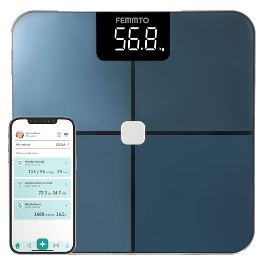 Bascula Corporal Digital Bioimpedancia Inteligente Bluetooth 180kg Personas Peso Pesa Grasa Baño Personal Femmto