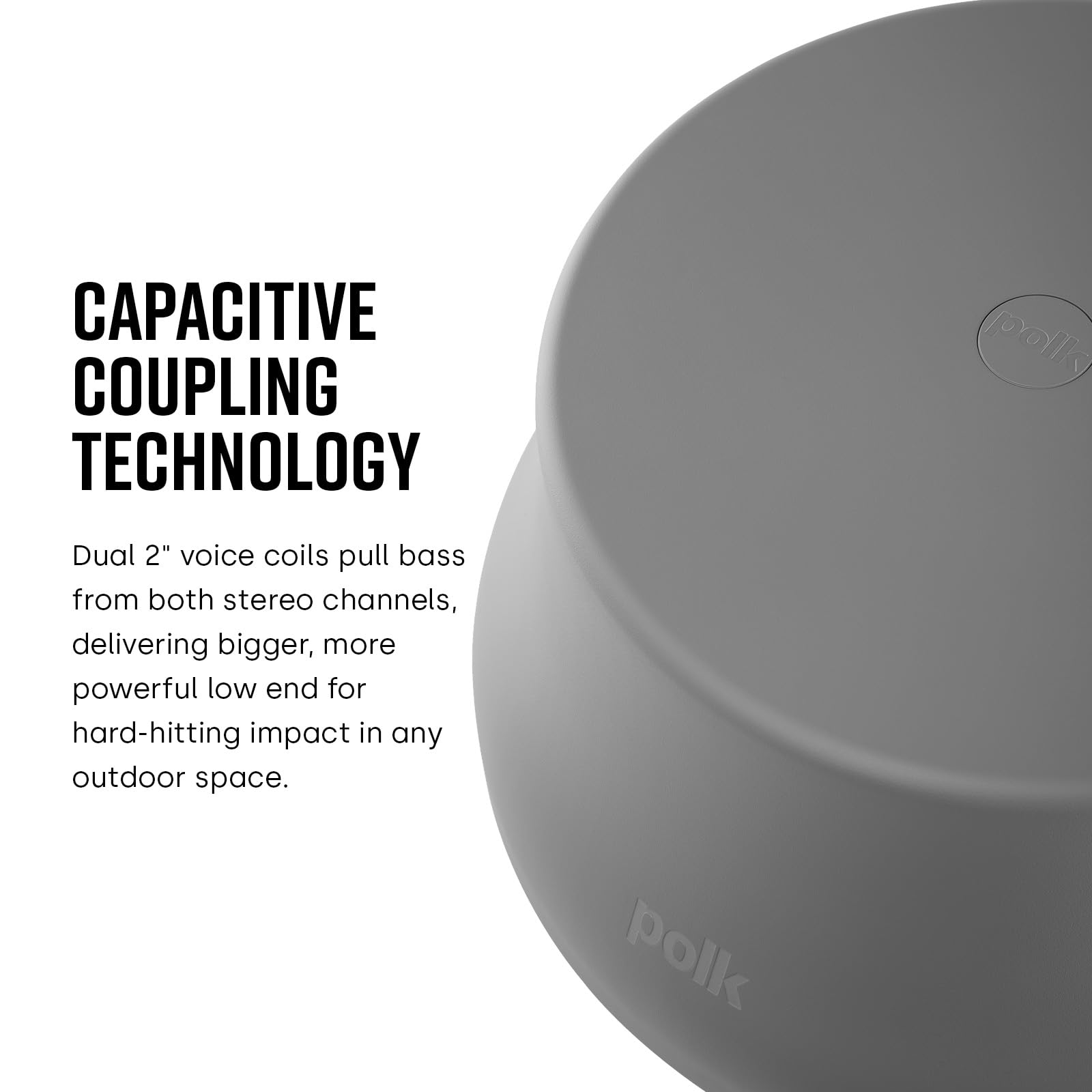 Polk Audio Atrium SUB100 Subwoofer pasivo para Exteriores, Cuenta con Driver de Equilibrio dinámico de 10 Pulgadas de Largo Alcance, subwoofer de Disparo hacia Abajo, Durabilidad para Todo Tipo de