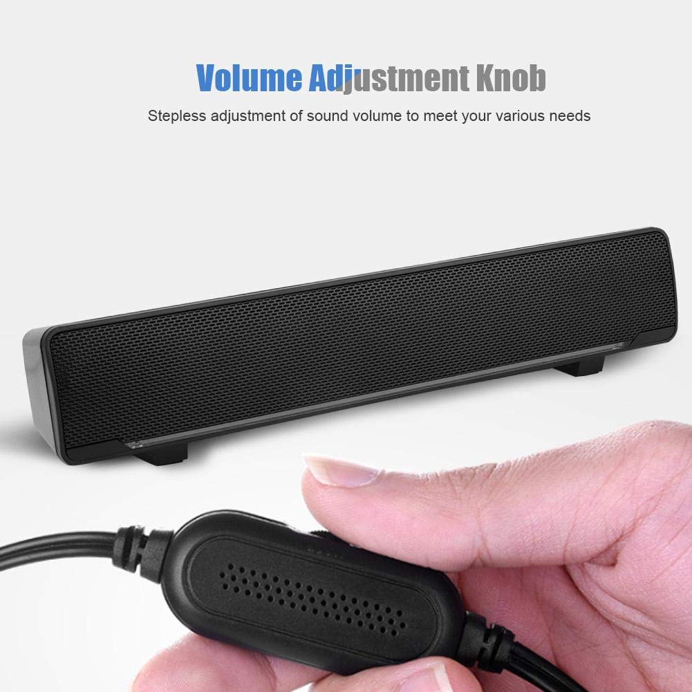 Barra de Sonido Altavoz con Cable Barras de Sonido USB con cable Sonido de Tira Larga Estéreo Barra de sonido Reproductor de música Bass Surround Sound Box 3.5 mm Entrada para PC Celulares(Negro)