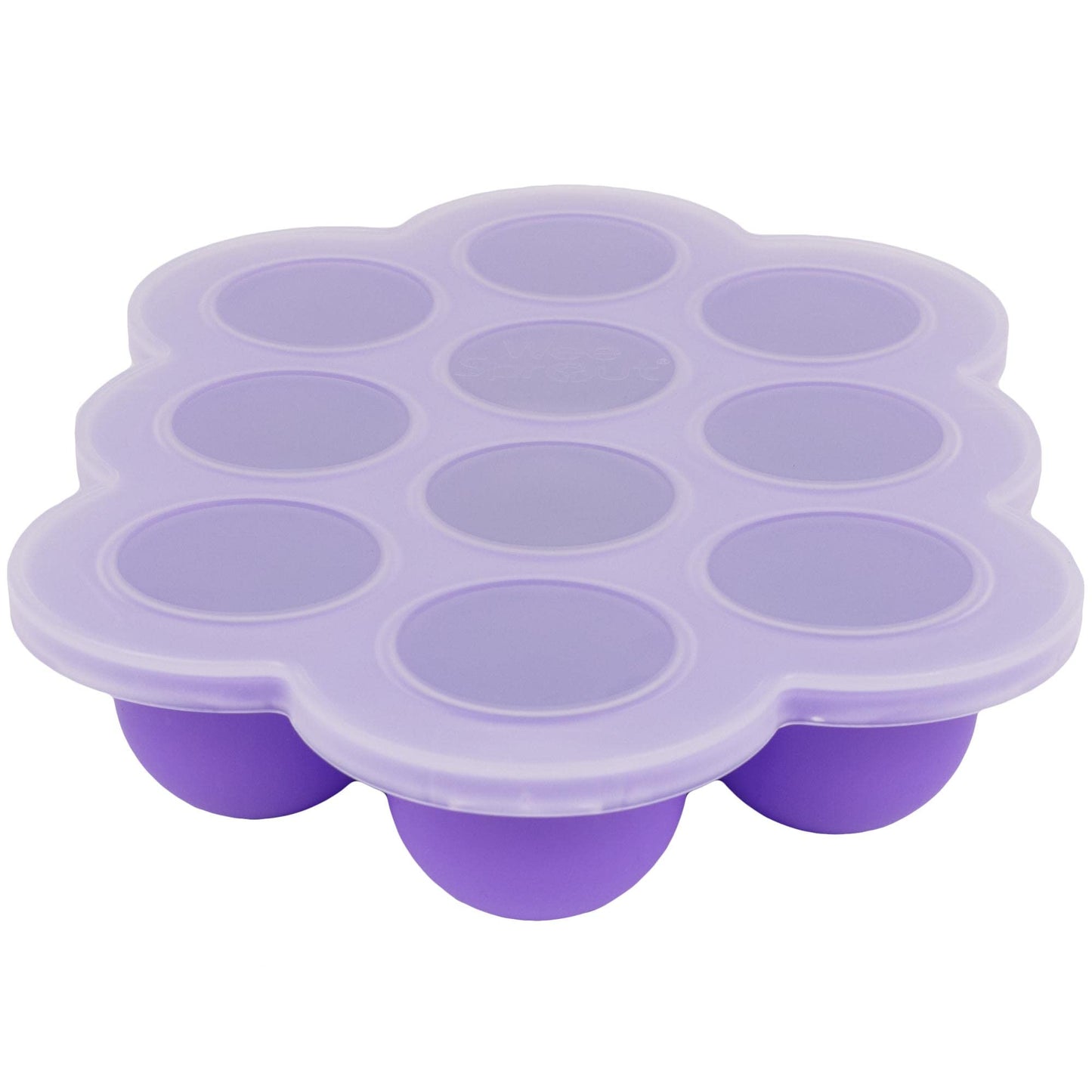 WeeSprout Bandeja de silicona para congelador con tapa de clip, recipiente de almacenamiento perfecto para alimentos caseros para bebés, verduras, purés de frutas y leche materna (púrpura brillante