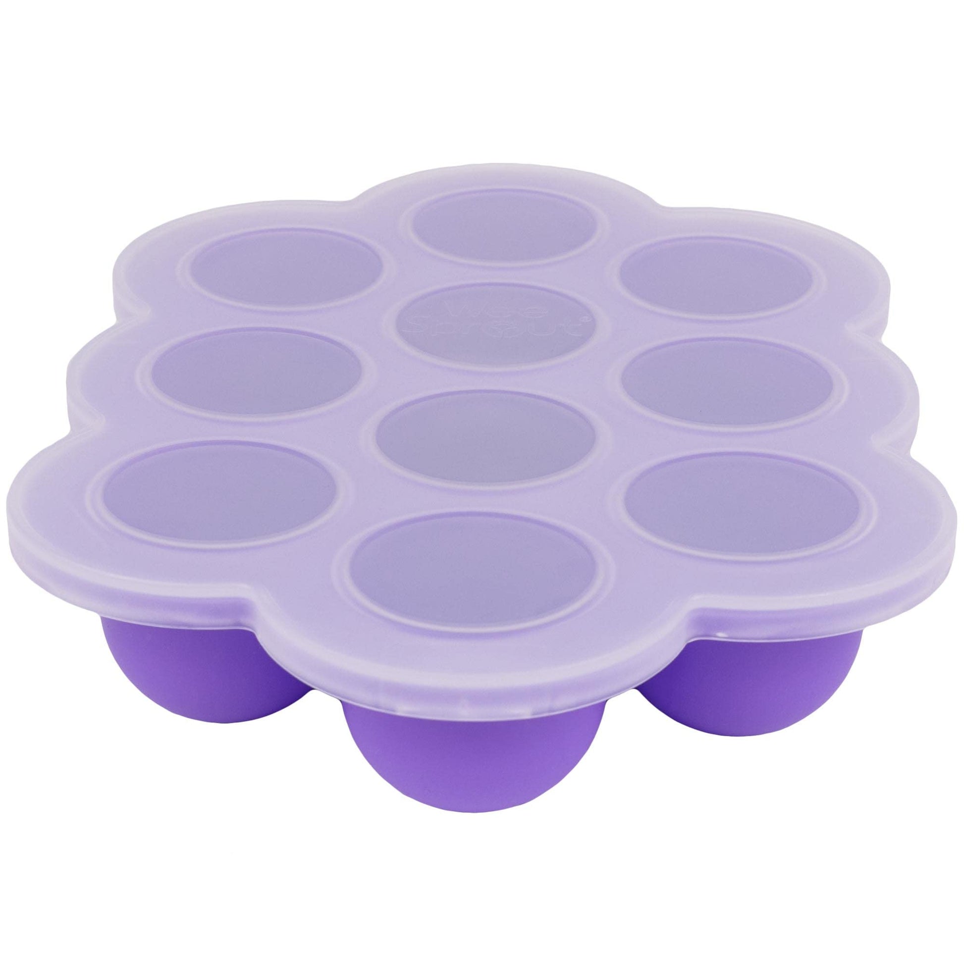WeeSprout Bandeja de silicona para congelador con tapa de clip, recipiente de almacenamiento perfecto para alimentos caseros para bebés, verduras, purés de frutas y leche materna (púrpura brillante