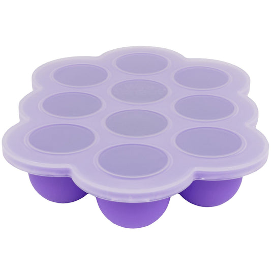 WeeSprout Bandeja de silicona para congelador con tapa de clip, recipiente de almacenamiento perfecto para alimentos caseros para bebés, verduras, purés de frutas y leche materna (púrpura brillante