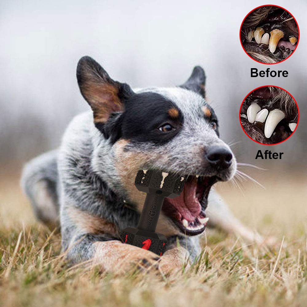 Hswaye - Juguetes para masticar para perros agresivos, grado alimenticio, no tóxico, juguete dental para mascotas, resistente, duradero, indestructible, para perros pequeños, medianos y grandes, color negro