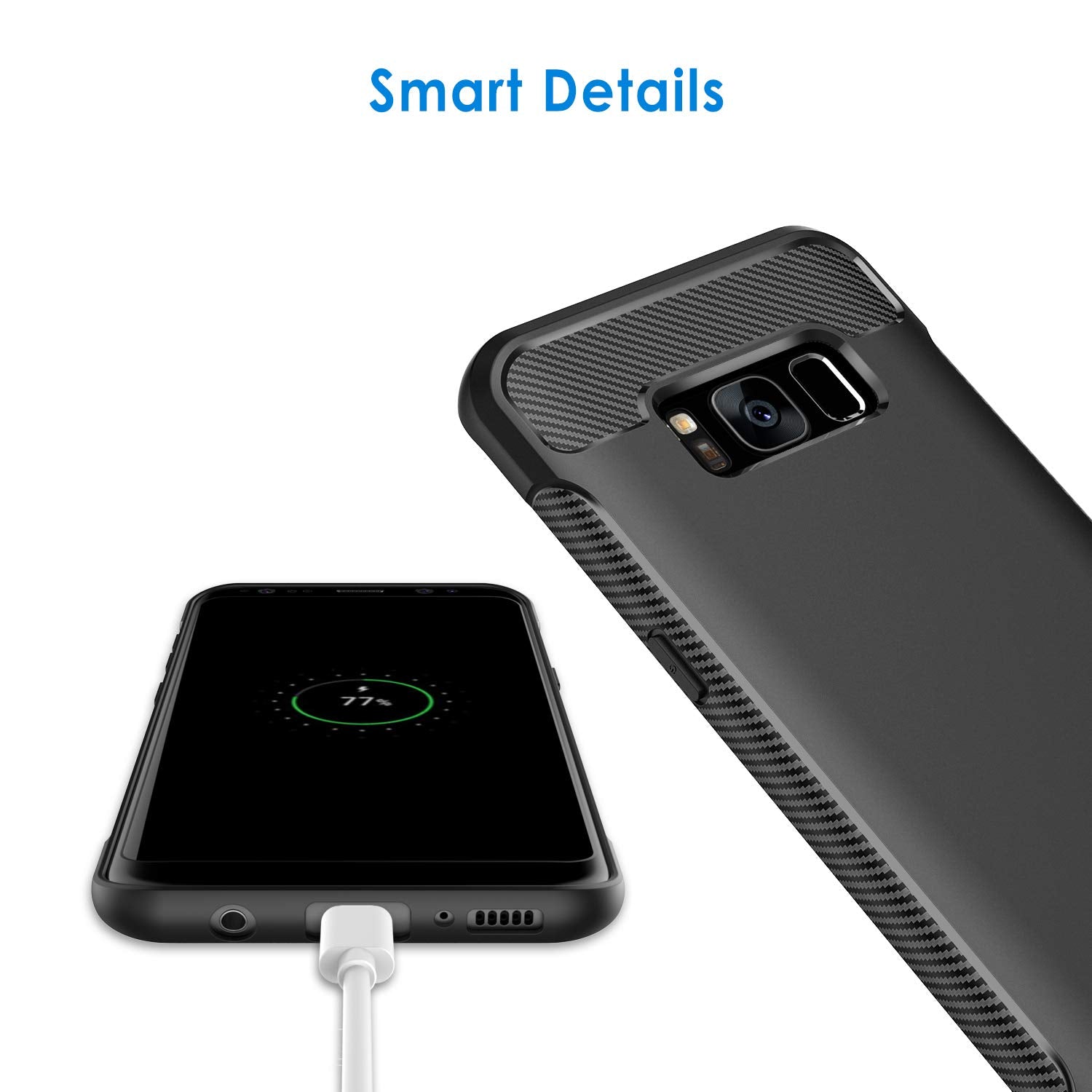JETech Funda Slim para Samsung Galaxy S8, Carcasa Teléfono Delgado con Absorción de Impacto y Diseño de Fibra de Carbón (Negro)