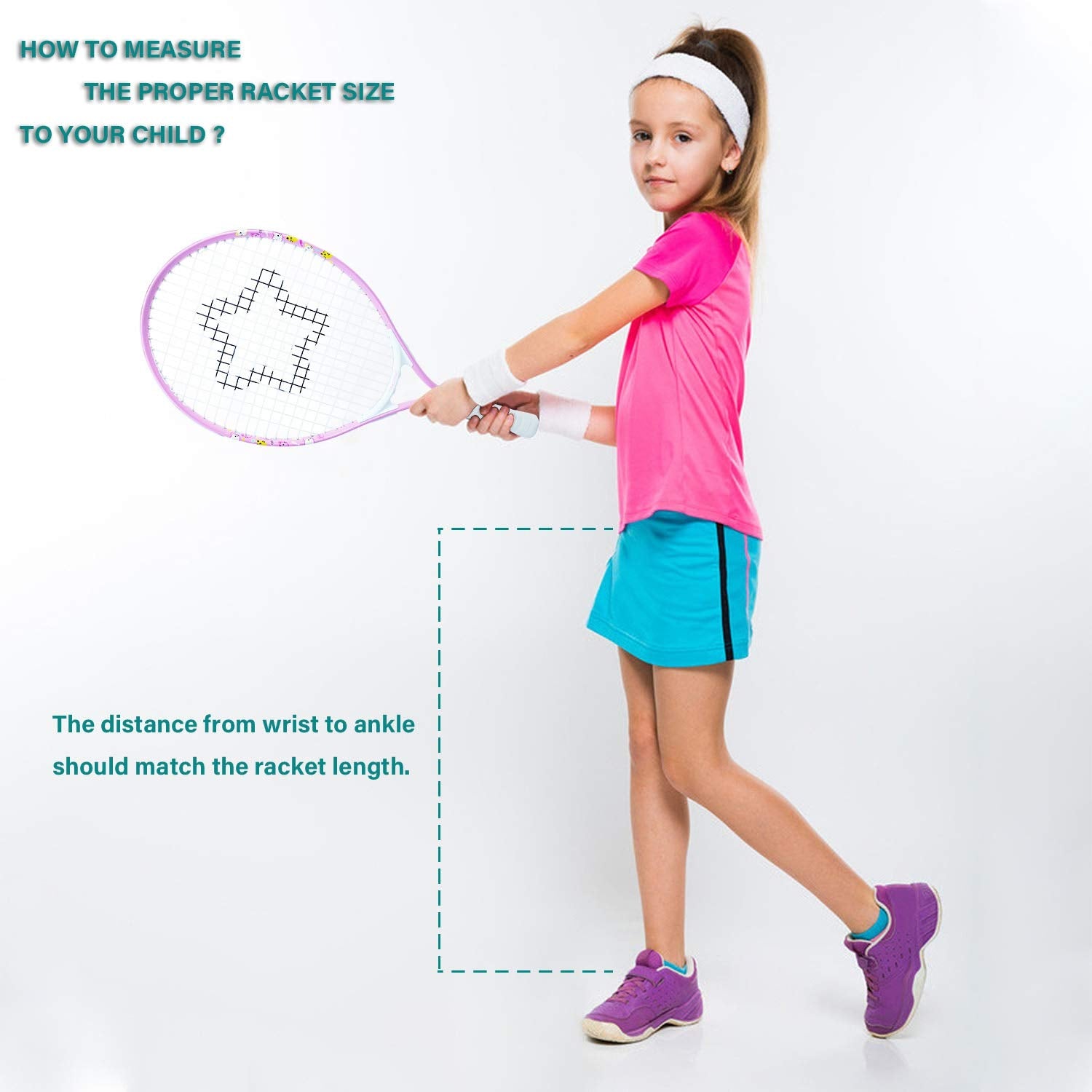 AMA SPORT - Raqueta de tenis para niños pequeños, kit de iniciación de 21 pulgadas, color rosa para niña con bolsa de hombro (rosa bebé, 21)