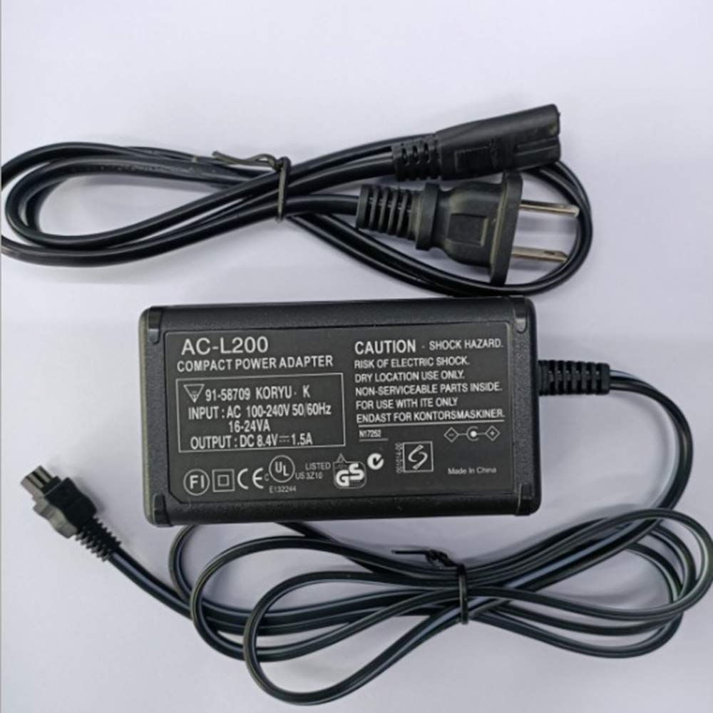AC-L200 Cargador adaptador de corriente alterna para videocámara Sony Handycam DCR-SX, DCR-SR, DCR-HC, DCR-PC, DCR-DVD, DCR-IP, HDR-CX, HDR-XR, HDR-PJ, HDR-SR, HDR-UX, HDR-TD, CCD TRV DEV Series
