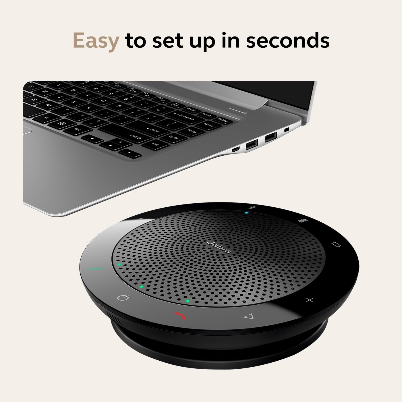 Jabra Speak 510 (edición 2025) Altavoz portátil, USB o inalámbrico Bluetooth para reuniones y Llamadas con Sonido cristalino, Funciona con Todas Las Plataformas de reuniones, Microsoft Teams, Google