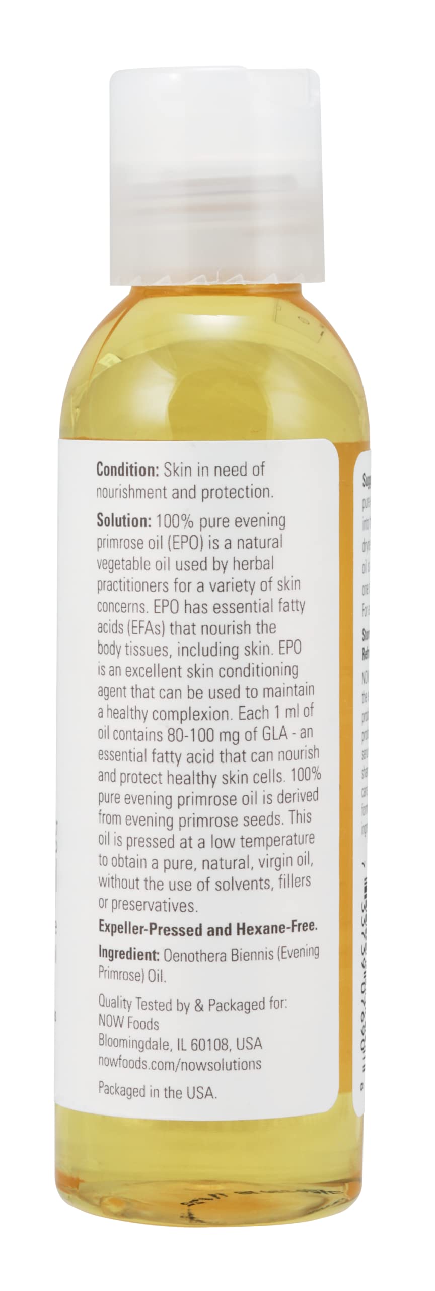 Now foods | Evening Primrose Oil 100% Pure Moisturizing Oil 118 ml | Aceite de onagra Aceite Hidratante 100% Puro 118 ml