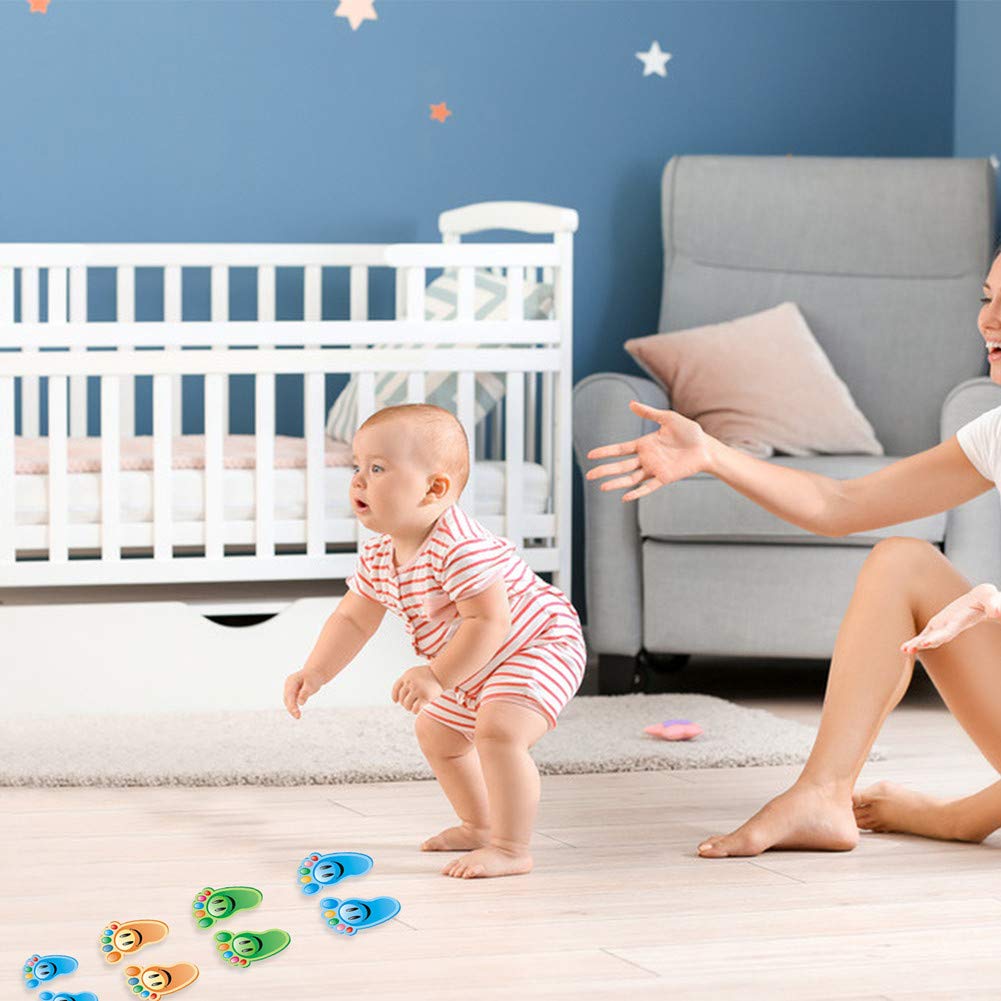 30 pares de pegatinas de huellas para niños, para piso, guía de dibujos animados con 3 estilos, pegatinas autoadhesivas para piso para habitación de niños, guardería, escaleras de piso,