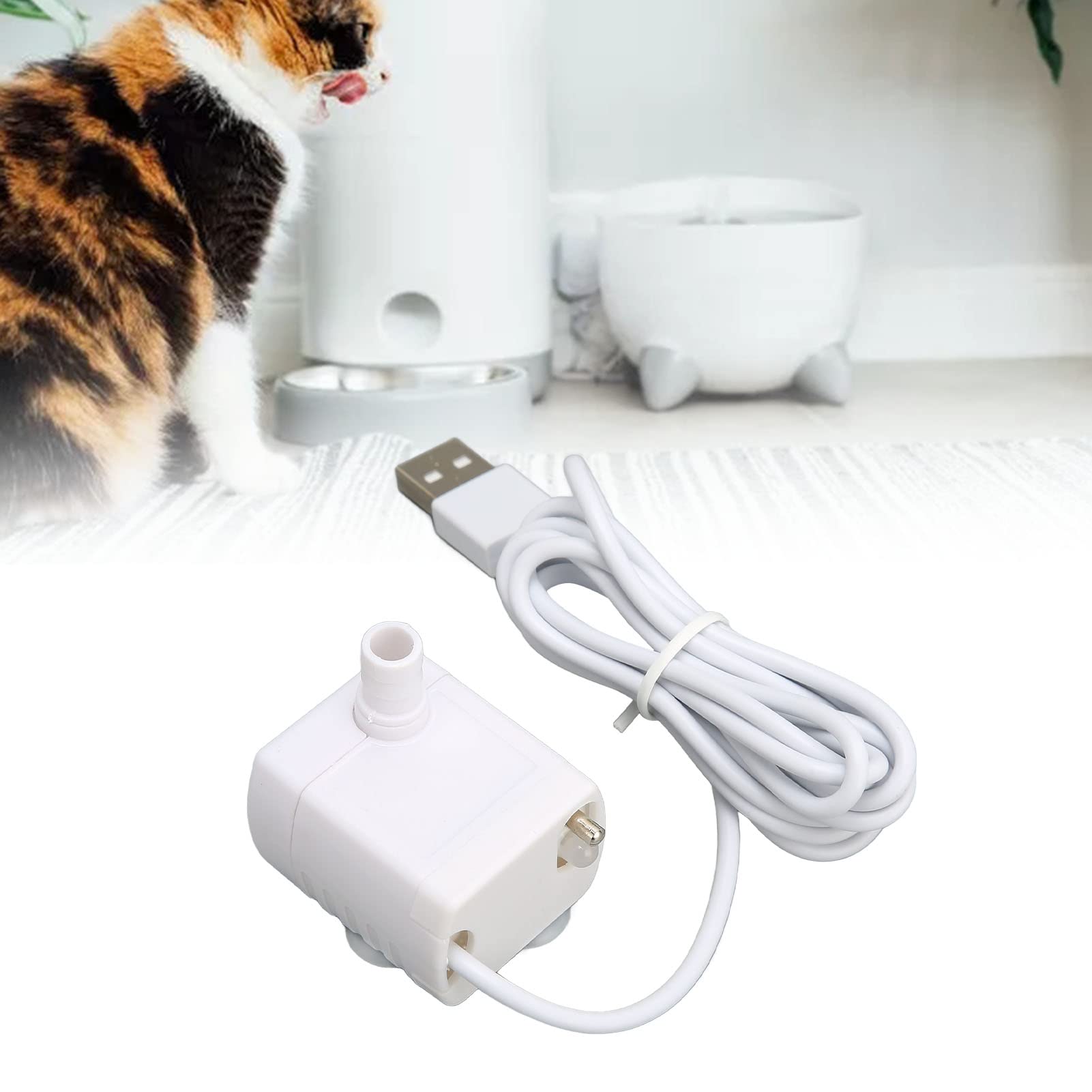 Bomba de Fuente Silenciosa para Mascotas, Silenciosa, Previene la Quema en Seco, Motor sin Escobillas de CC Alimentado por USB, Mini Bomba de Agua Ultra Silenciosa para Gatos para Fuente
