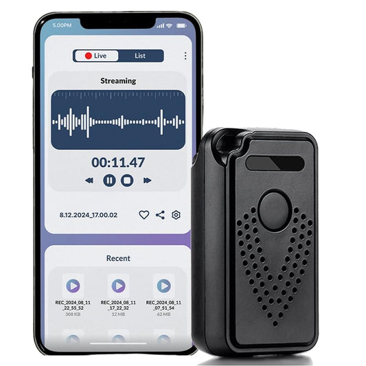 Micrófono Espía Oculto Tecno-10 Innovación WiFi Portable Grabadora de Voz con Audio en Vivo y Modo Espera de 20 Días