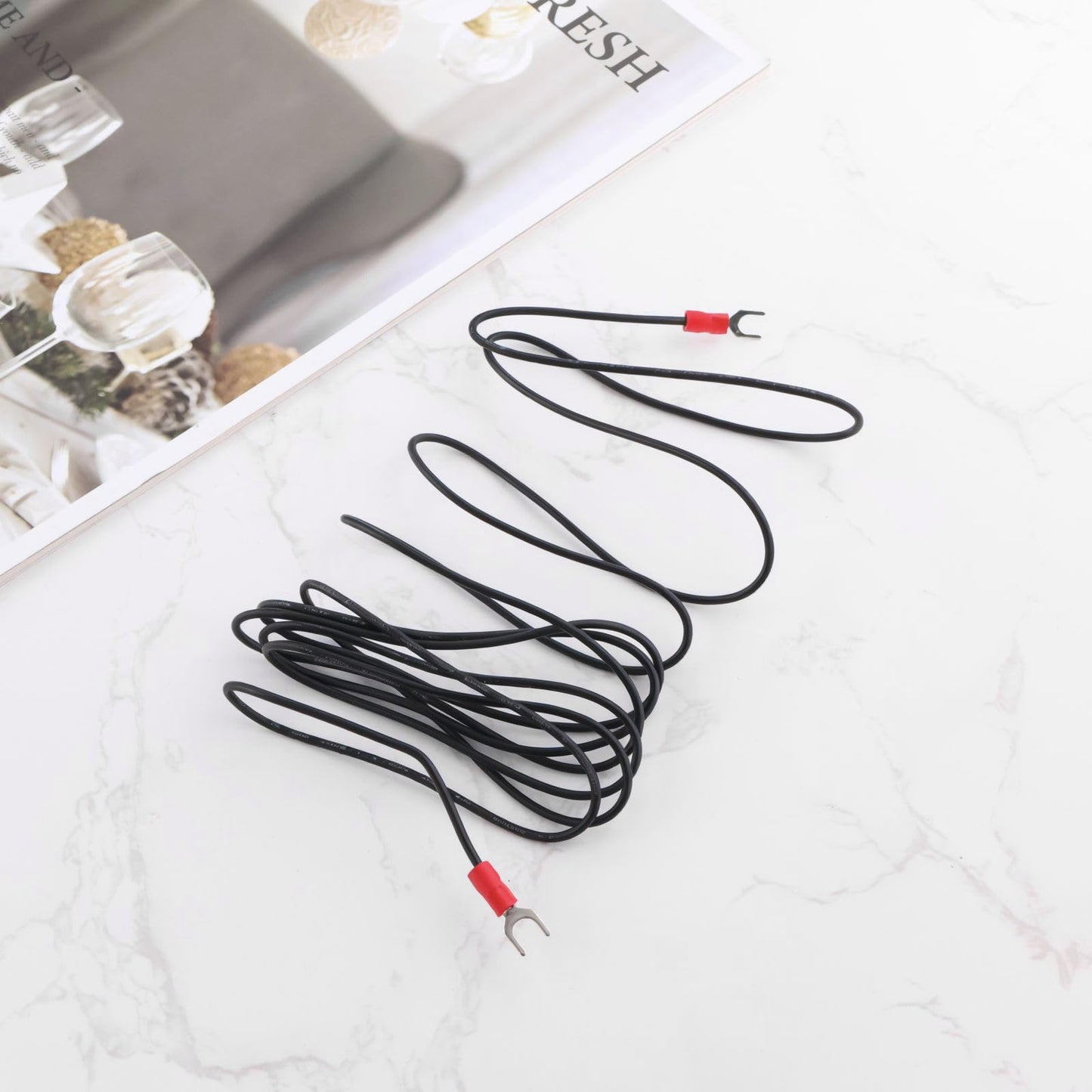 Be In Your Mind - 2 cables de tierra para fonógrafo, cable de tierra de alta fidelidad de 2 m con cable de 18AWG y conectores tipo U de 5 mm para placas giratorias de cartucho magnético