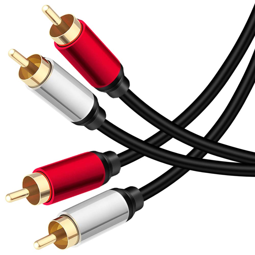 Cable de Audio Estéreo Yeung Qee Dorado 2RCA Macho 10 Pies Doble Blindado para Cine en Casa y Consola de Juegos