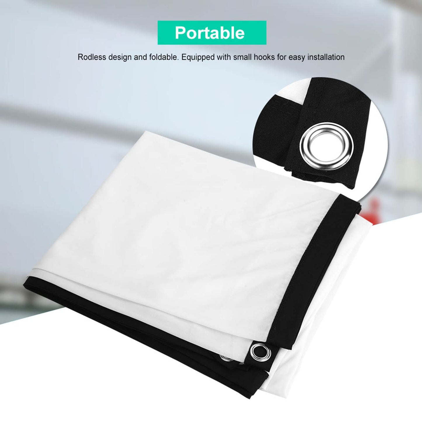 Pantalla Proyector HD 100 Pulgadas 16:9, Portátil para Películas 3D, Cortina Blanca para Montaje en Pared, Ideal para Salas de Cine en Casa
