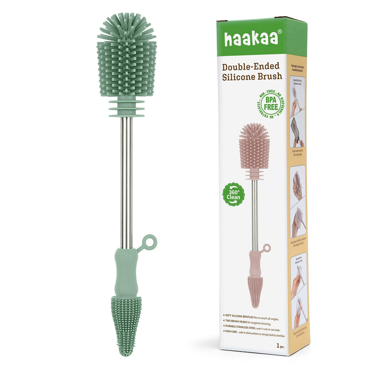 Haakaa - cepillo para polvo de limpieza de silicona para biberones y