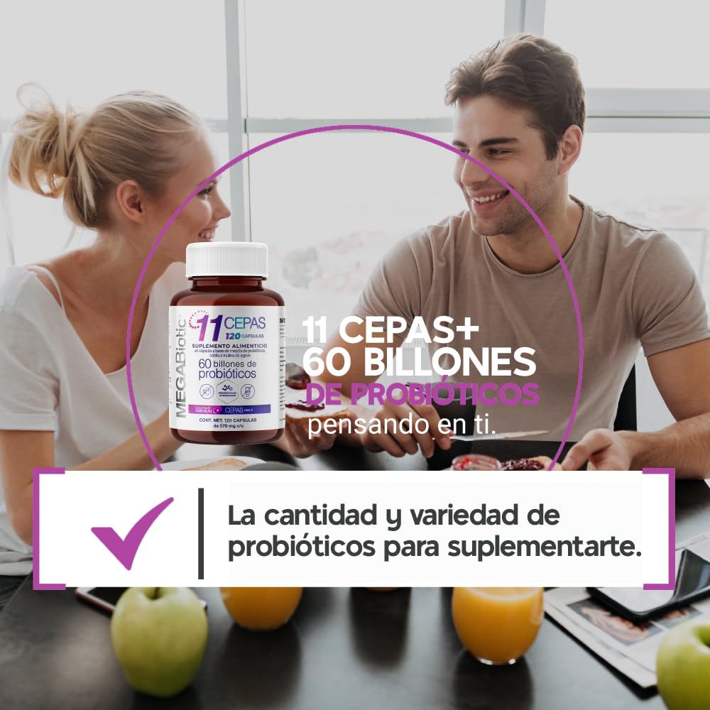 Suplemento Probiótico MegaBiotic con Inulina de Agave y Sábila en 120 Cápsulas