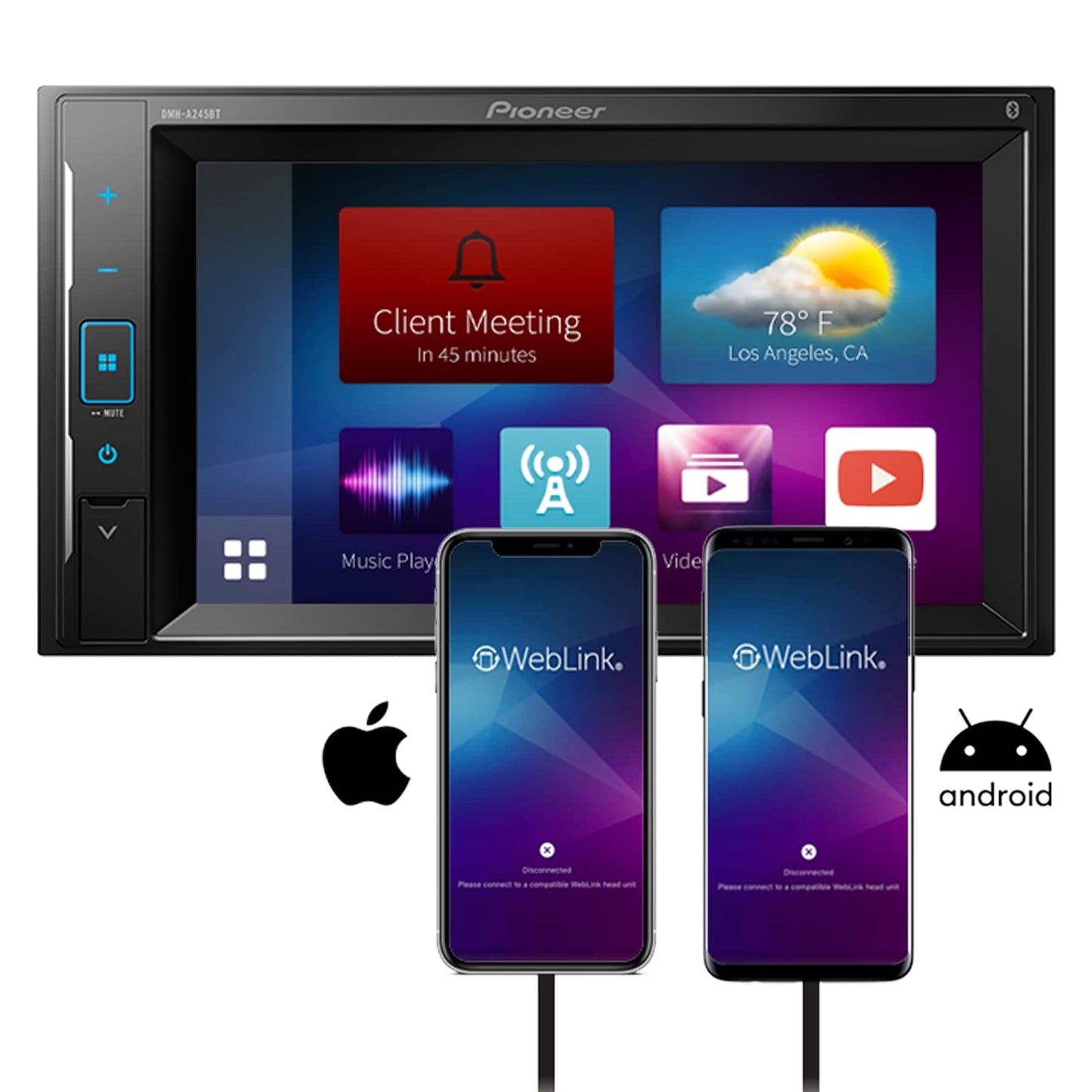 Pioneer Autoestéreo Pantalla 6.2 Dmh-A245Bt